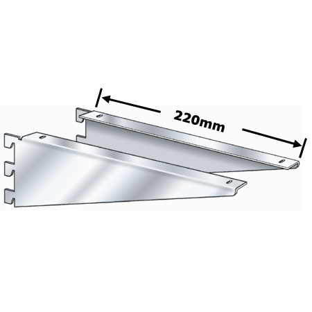 R1344 - pair 220mm chrome plated wooden shelf brackets for Twin Slot