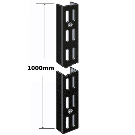 DU1000B Sapphire Twin Slot Wall Mounted Shelving Upright 1000mm Black