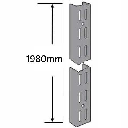 DU1980S Sapphire Twin Slot Wall Mounted Shelving Upright 1980mm Silver