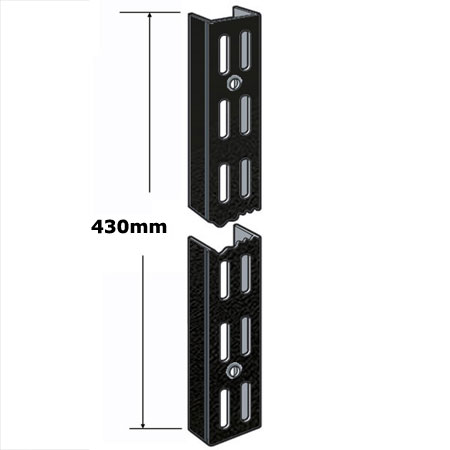 DU430B Sapphire Twin Slot Wall Mounted Shelving Upright 430mm Black