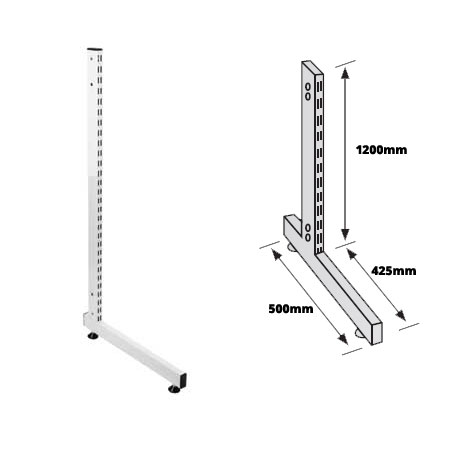 GLL12 - Twin Slot Gondola 'L' Single Sided Upright 1220mm High White