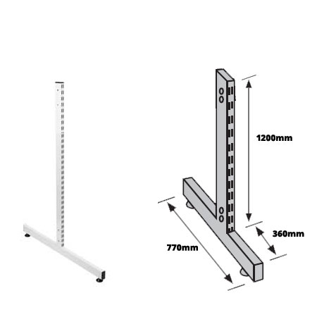 GTL12 - Gondola 'T' Double Sided Leg 1220mm White