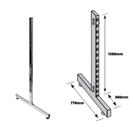 GTL12CH Gondola 'T' Double Sided Leg 1220mm Chrome