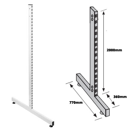 GTL20 - Gondola 'T' Double Sided Leg 2000mm White