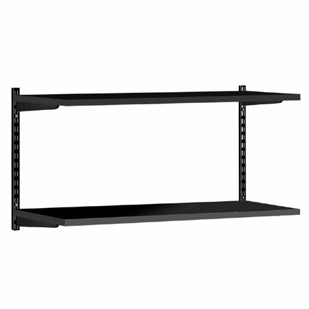 2 Shelf Black Twin Slot Wall Mounted Shelving Kit 1000mm W x 300mm D x 430mm H