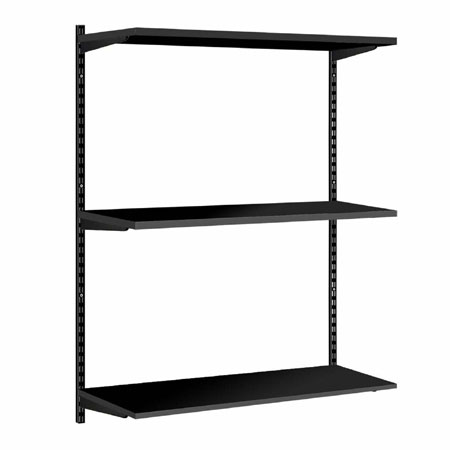 3 Shelf Black Twin Slot Wall Mounted Shelving Kit 1000mm W x 300mm D x 1000mm H