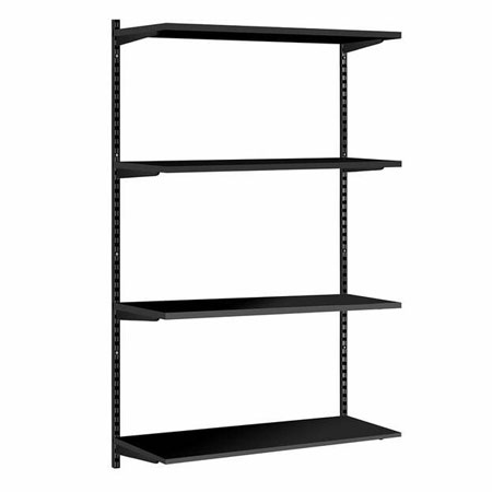 4 Shelf Black Twin Slot Wall Mounted Shelving Kit 1000mm W x 300mm D x 1600mm H