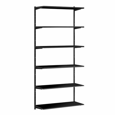 6 Shelf Black Twin Slot Wall Mounted Shelving Kit 1000mm W x 300mm D x 1980mm H