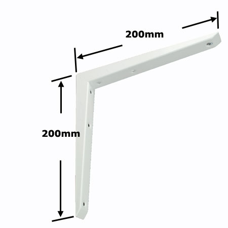 DMB200 Sapphire Twin Slot Shelving Bracket 200 x 200mm White Mitre Bracket